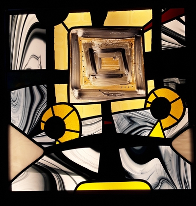vitrail géométrie sacrée contemporain verre clair stained glass verre clair